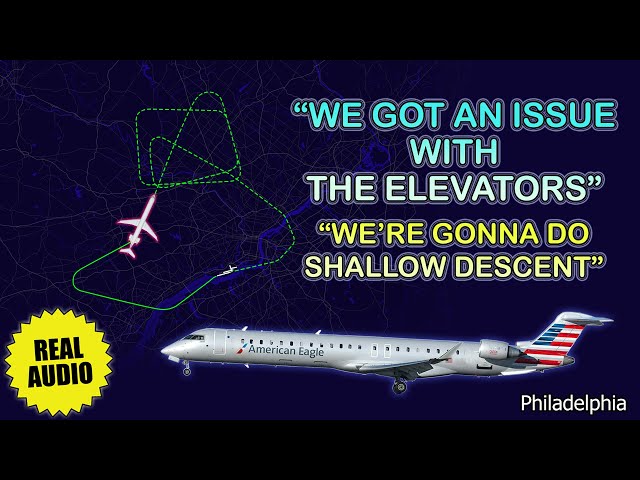 Elevators issue. Flight control issue. PSA Airlines CRJ-900 returns back to Philadelphia. Real ATC