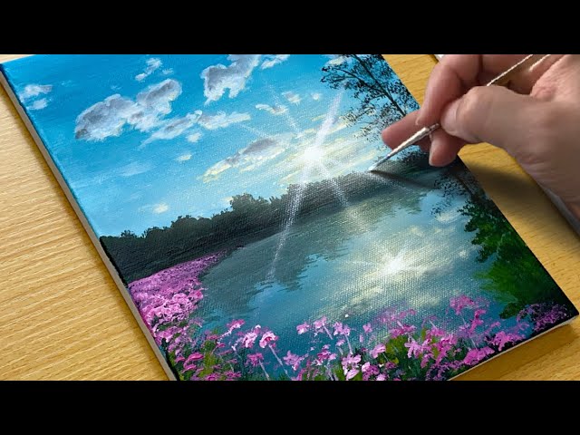 How to Paint Lake Scenery / Acrylic Painting for Beginners