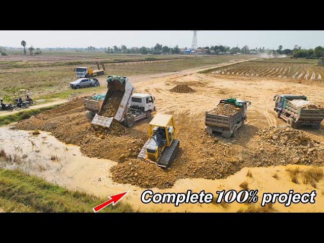 Complete 100% project Bulldozer Kumatsu D31PX  Dump trucks Pour soil By Dump Truck 5Ton