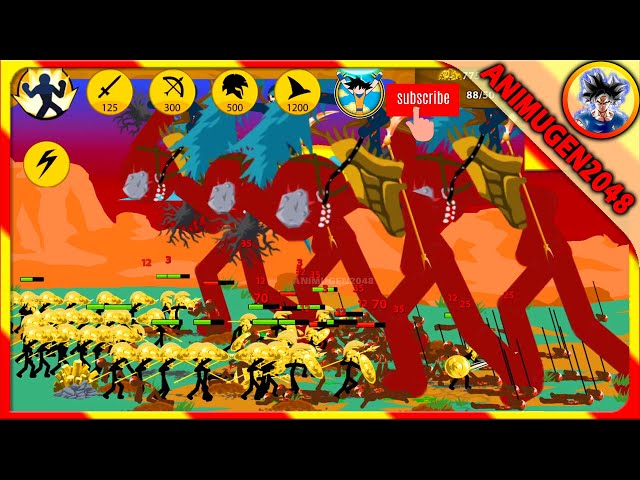 ARMY GOLDEN SPEARTON HERO WAR ZOMBIE KAI GIANT | Stick War MOD Gameplay Walkthrough | Animugen2048