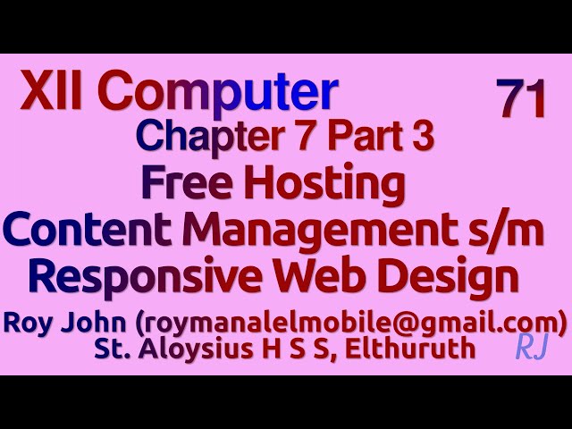 Plus 2 Chapter 7  Part 3 Free Hosting, Content Management System, Responsive Web Design explanations