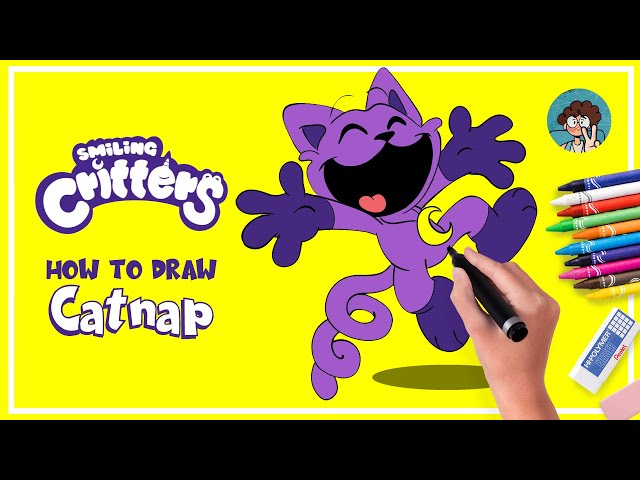 How to draw catnap happily jumping smiling critters I Poppy Playtime