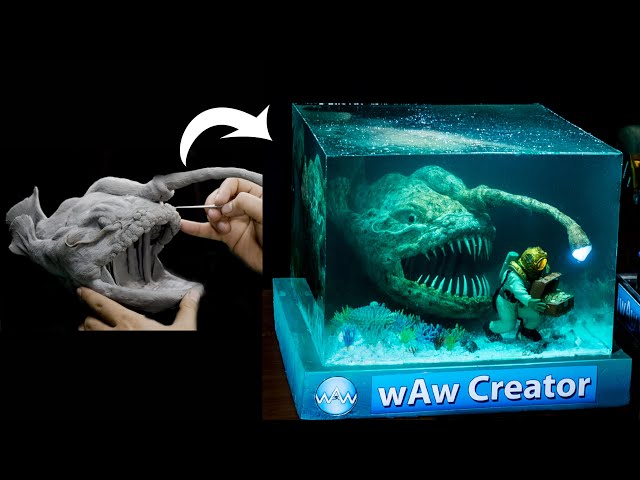 Creepy Anglerfish Diorama / Thalassophobia / Resin art