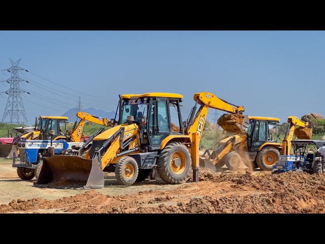 JCB 3DX Loading Mud in Swaraj  744 Mahindra 575 John Deere 5045 Tractors | Jcb Tractor