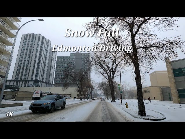 Driving - Snow Fall - Spring Season, Edmonton, Alberta, Canada - March 2024