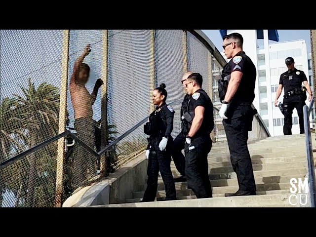 Police and Firefighters Respond to Man Climbing on Bridge Over the Pacific Coast Highway