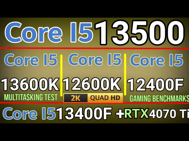 I5 13500 VS I5 13400F VS I5 12400F VS I5 13600K VS I5 12600K 1440p gaming  Multitasking + RTX 4070TI