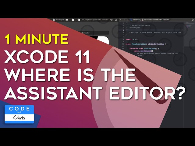 Xcode 11: Where is the Assistant Editor?  In One Minute