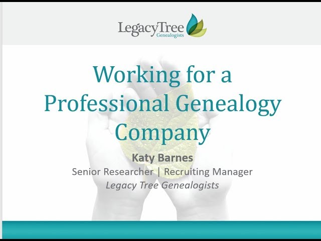 Working as a Professional Genealogist by Katy Barnes
