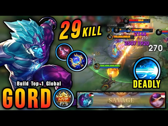 29 Kills + SAVAGE!! Gord Best Build and Emblem!! - Build Top 1 Global Gord ~ MLBB