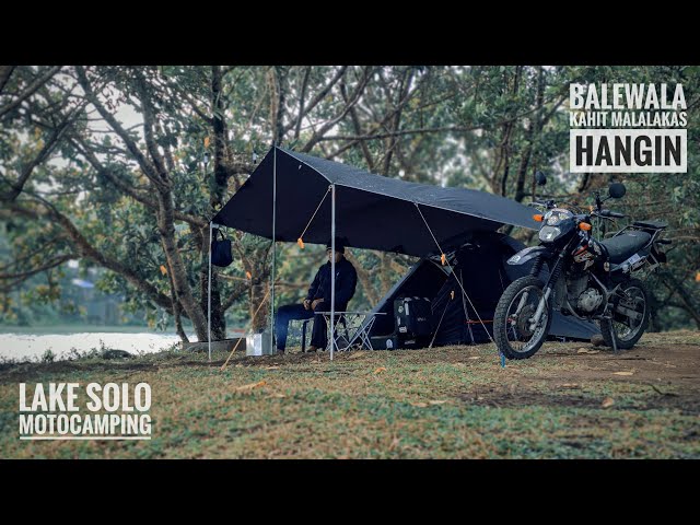 SOLO MOTOCAMPING IN THE LAKE, WINDY & RELAXING PLACE, BLACK ALTITUDE TENT, SILENT VLOG