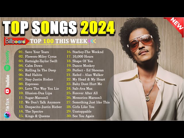 Bruno Mars, The Weeknd, Dua Lipa, Adele, Maroon 5, Ed Sheeran - Billboard Top 100 This Week