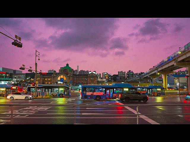 Perfect for walking with purple sunset and rain? | Seoul Travel 4K HDR