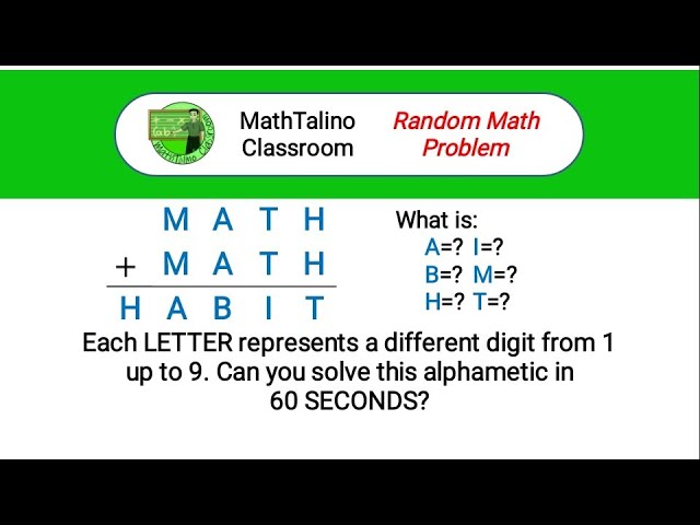 Random Math Problem: Solving Alphametics │ MathTalinoClassroom