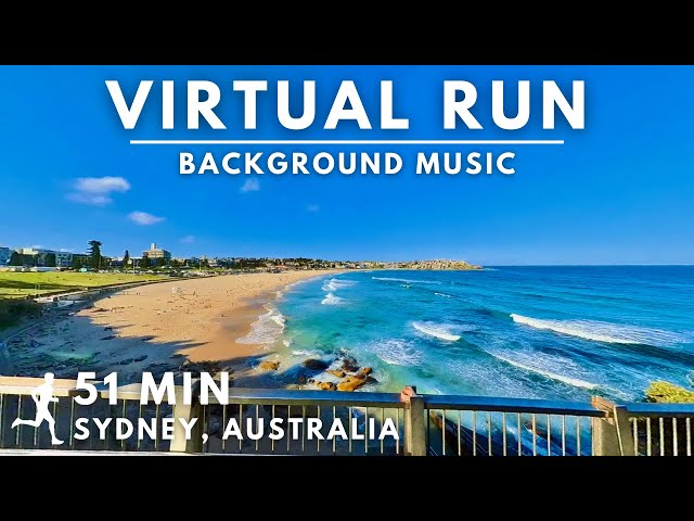 Virtual Running Video For Treadmill with Music In #Sydney | Bondi Beach To Coogee Beach | 51 Min