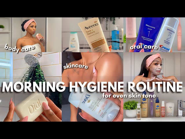 Morning Shower Routine for Even Skin Tone | oral care, skincare + body care 🚿