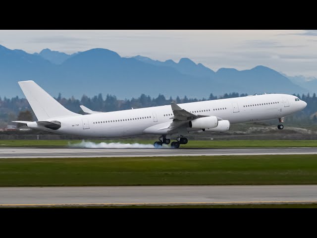 (4K) RAAF Charter | HiFly A343 Landing at Vancouver YVR