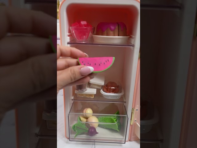 Restocking mini toy fridge from our generation doll #restockingfridge #shorts