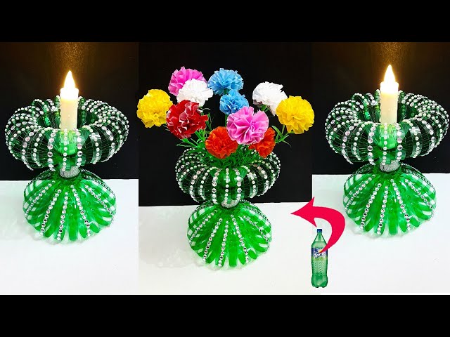 Handmade Tealight holder/Flower vase made with Plastic Bottle| DIY home decoration ideas