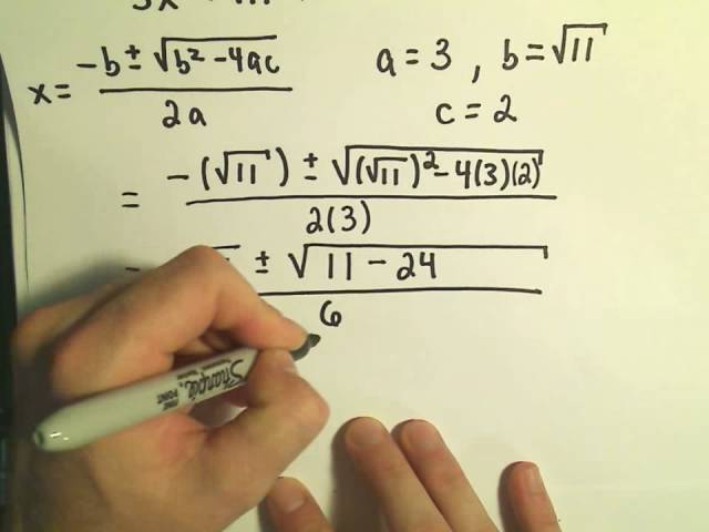 Solving Quadratic Equations using the Quadratic Formula - Example 2, Complex Solutions