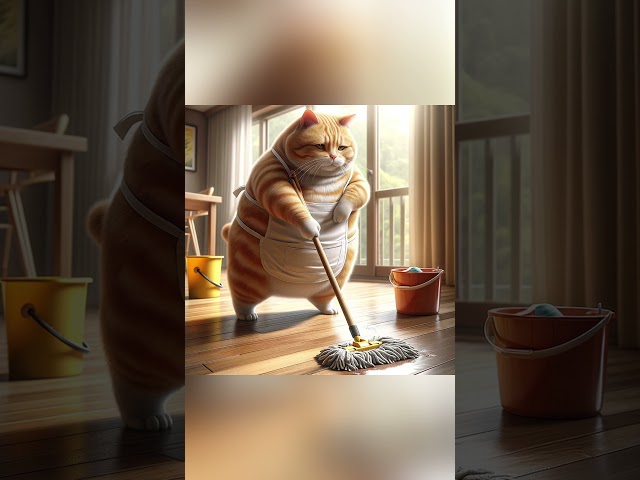 I'm cleaning #cat #cutcat #comiccat #meow #shorts