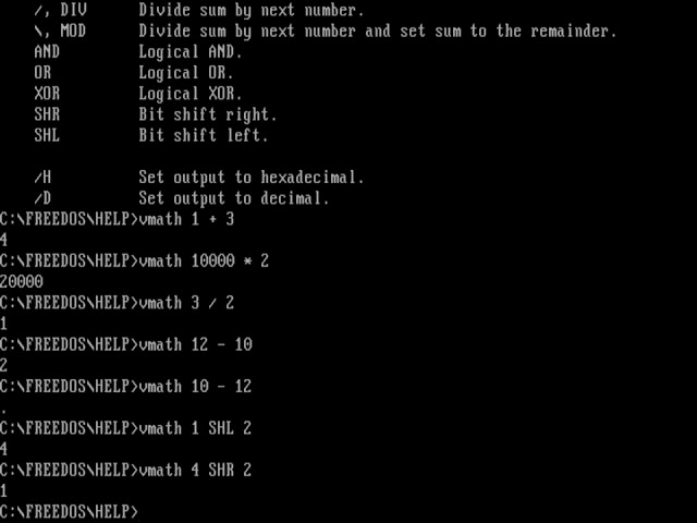 Simple math on the FreeDOS command line