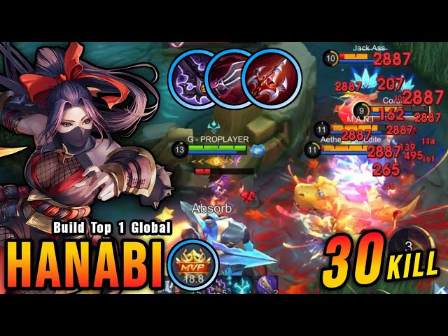 30 Kills + 2x MANIAC!! Hanabi Crazy LifeSteal with Brutal Damage - Build Top 1 Global Hanabi ~ MLBB