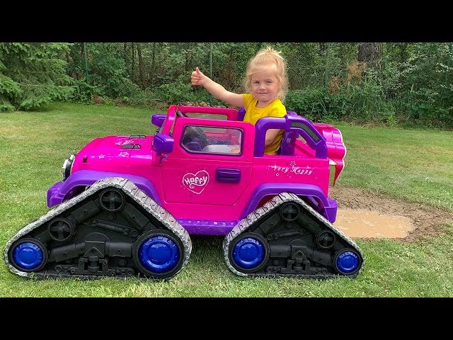 Little Girl Elis Ride On Pink Jeep - Thomas assists with NEW Wheels and Ford Ranger