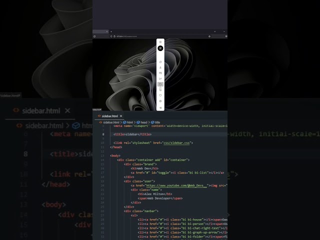 Side navbar project using Html css and js | Responsive navbar project html css #html #css #js