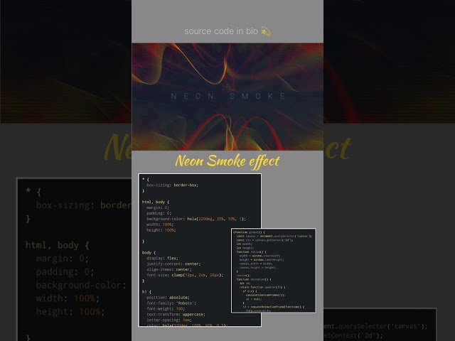 neon Smoke effect project in html css #html #reactjs #css #programming #shorts #viral #coder
