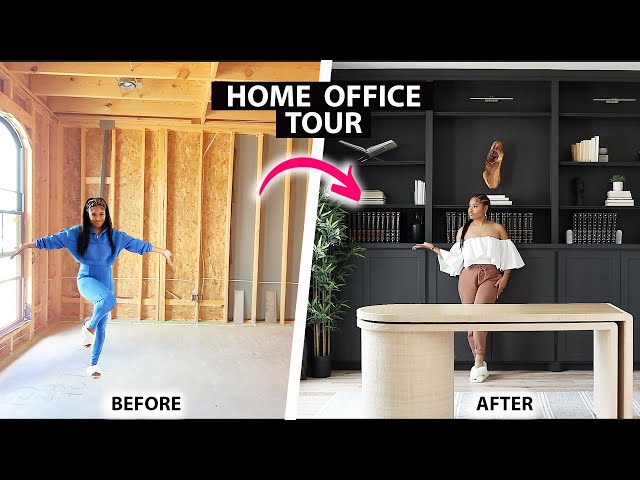MY CUSTOM HOME OFFICE REVEAL *decor tips + DIY hacks*