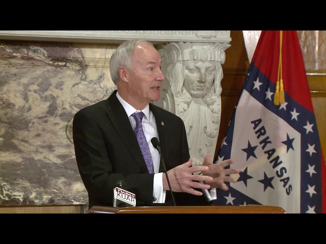 Gov. Hutchinson announces plan to reduce state departments by 50%