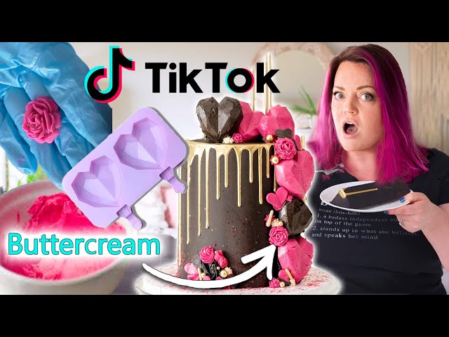 ONLY using TikTok HACKS to decorate an ENTIRE CAKE!