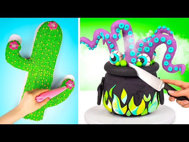 Unusual DIY Cakes || Cooking Monster And Cactus Cakes At Home
