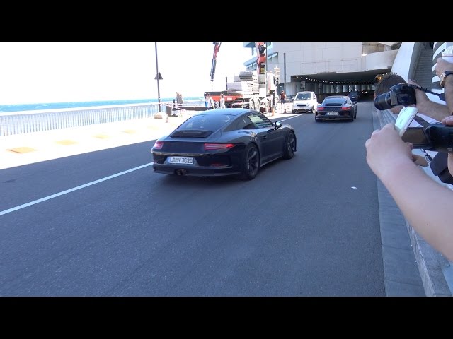 4x NEW Porsche 911R driving in Monaco