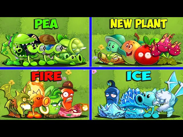 Team PEA vs NEW vs FIRE vs ICE Battlez - Who Will WIn? - Pvz 2 Team Plant vs Team Plant