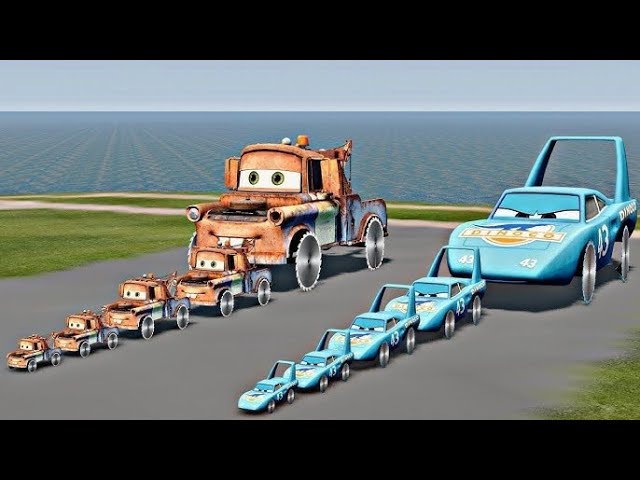 flatbed Trailer Truck Rescue - Cars vs Rails - Speed Bumps - BeamNG.Drive