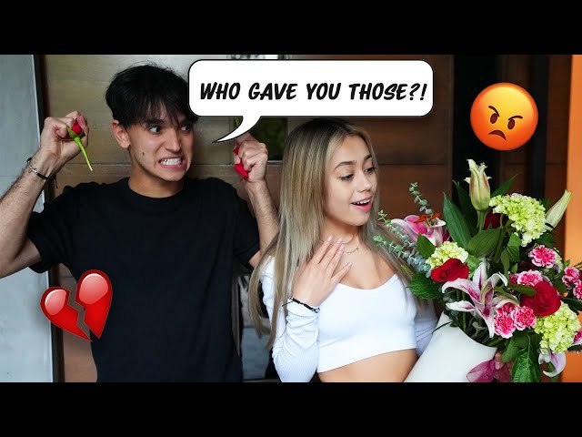 ANOTHER GUY BOUGHT ME FLOWERS PRANK! *BAD IDEA*