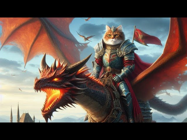 Legend of the Fire Dragon and the King Cat #cat #ai #dragon #legend #mystery