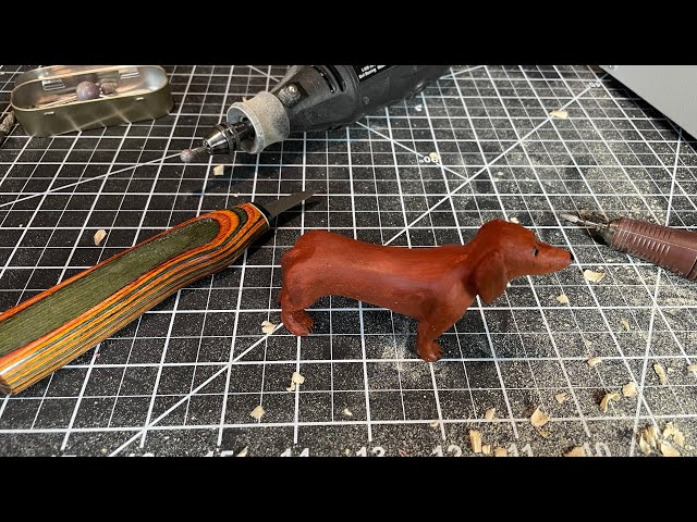 Woodcarving a Dachshund