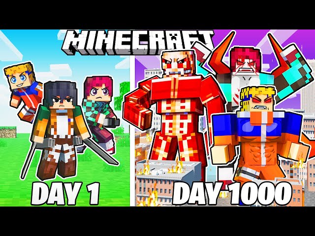 I Survived 1000 Days as ANIME in HARDCORE Minecraft!