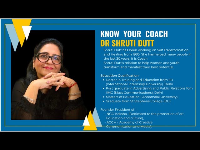 Talk by Dr. Shruti Dutt - Life Transformation Coach - 25/Apr/2024