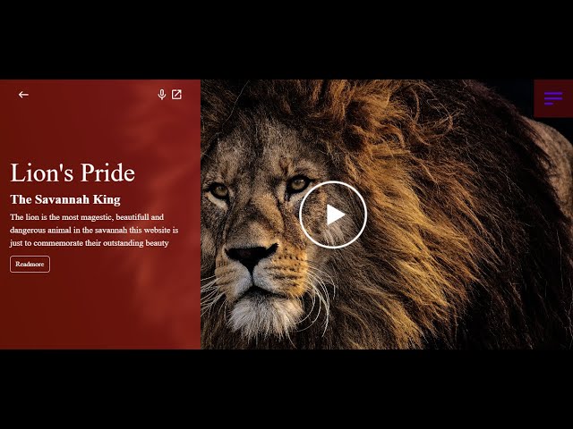creative lion website banner with HTML,CSS and JAVASCRIPT and BOOTSTRAP