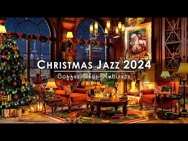 Countdown to Christmas Night 🎄 Christmas Jazz Music in Cozy Winter Coffee Shop and Fireside Serenity