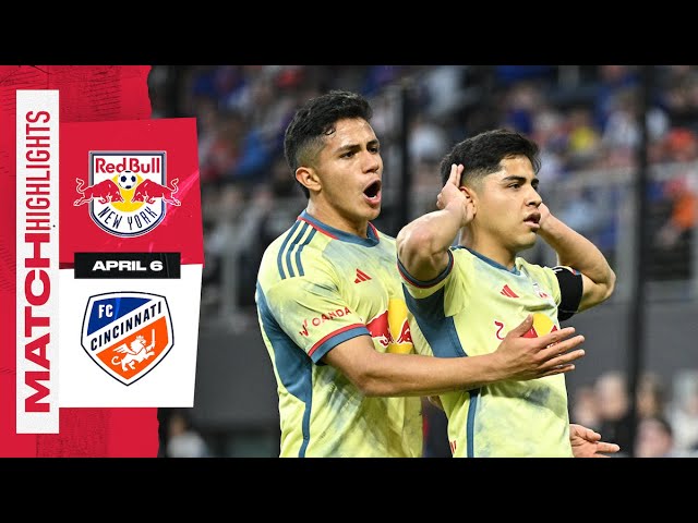 New York Red Bulls lead MLS, defeating Cincinnati FC 2-1 | Match Highlights | April 6, 2024.