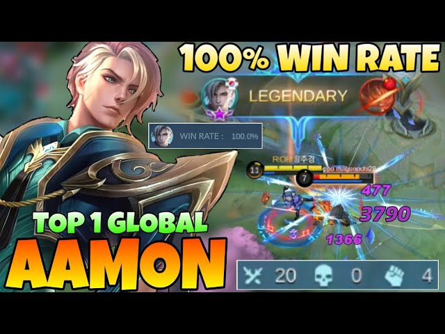 20 Kills + 100% WIN RATE TOP 1 GLOBAL AAMON GAMEPLAY! | Aamon Best Build 2021 | Mobile legends