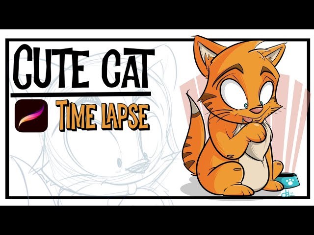 Cartoon Cat Time Lapse Drawing || Procreate