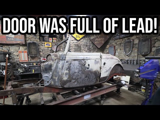 Fixing The Damaged and Lead Filled Drivers Door - 1934 Ford "Crapiolet"