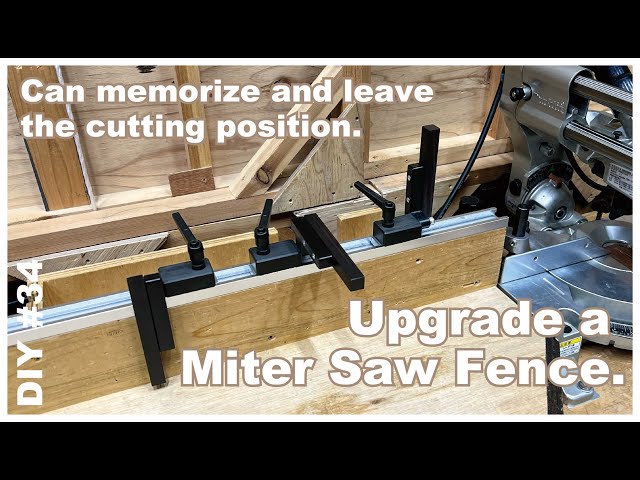 How to Upgrade a Miter Saw Fence.Can memorize and leave the cutting position.#34