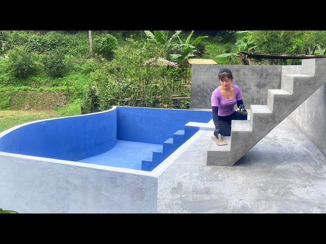 Swimming Pool Cement Plastering, Build Stairs To The Pool, OFF GRID FARM - My Bushcraft